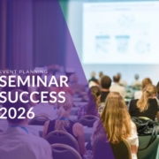 Seminar Event Planning LED wall displaying seminar slides at a conference centre