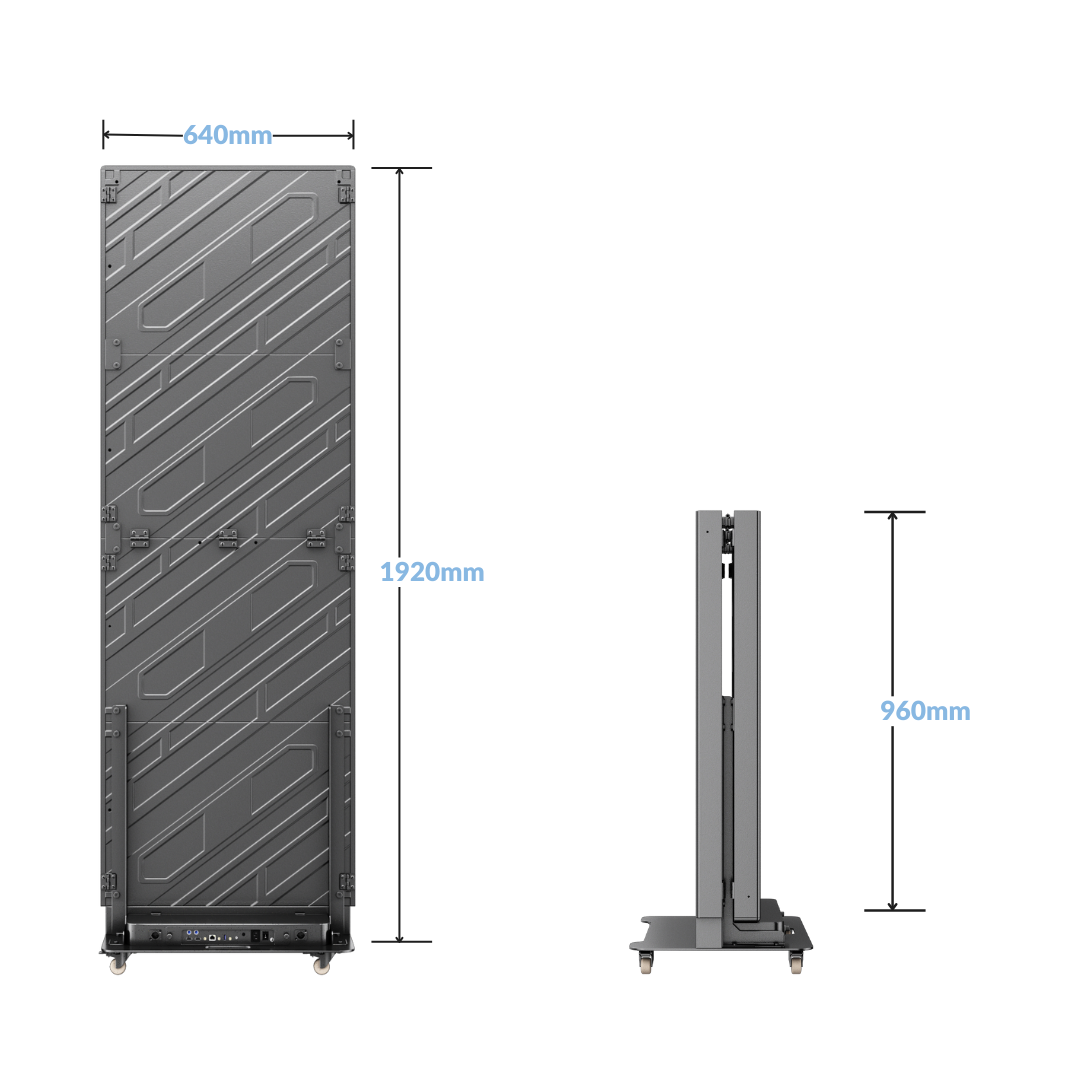 Foldable LED Banner Measurements 1920mm x 640mm and 960mm x 640mm