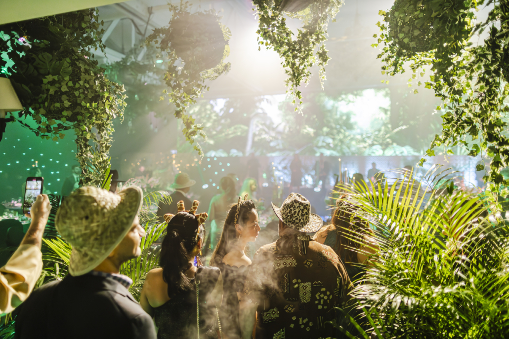 Guest enter jungle theme christmas party