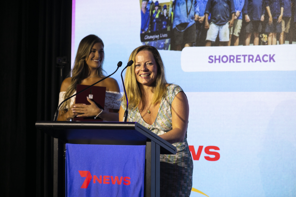 Temara Exton, ShoreTrack on stage at Community Achievement Awards