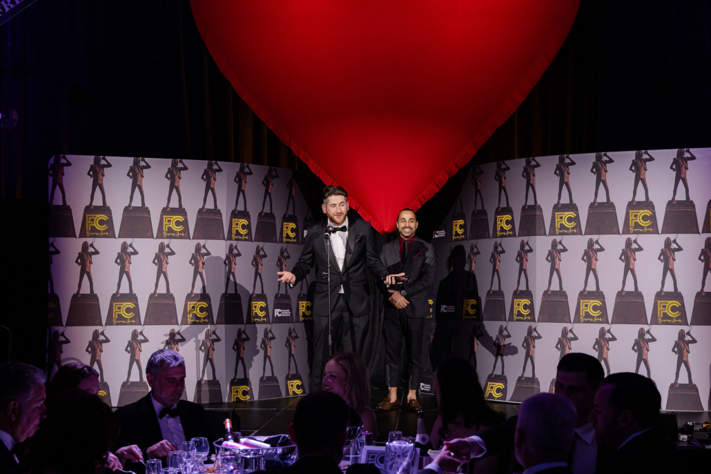 Awards ceremony winner gives an acceptance speech