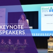 Speaker telling a story during keynote presentation